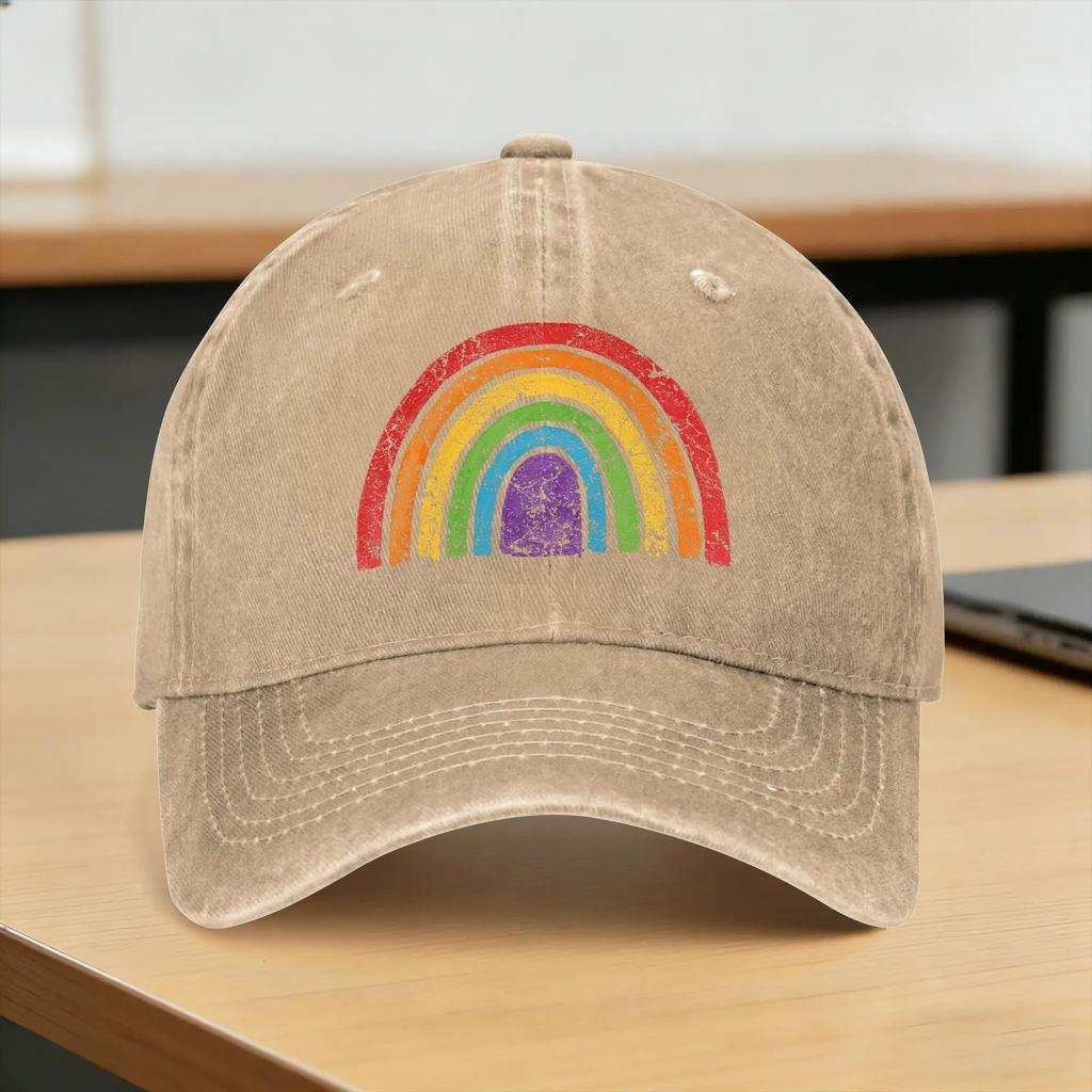 LGBTQ Rainbow Flag Gay Pride LGBT Awareness Ally Vintage Sun Baseball Cap Unisex-Teens Trucker Hat Breathable Baseball Caps