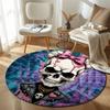 Handmade Style Round Gothic Multicolor Accent Rug, Non-Slip Floor Mat for Kids Room