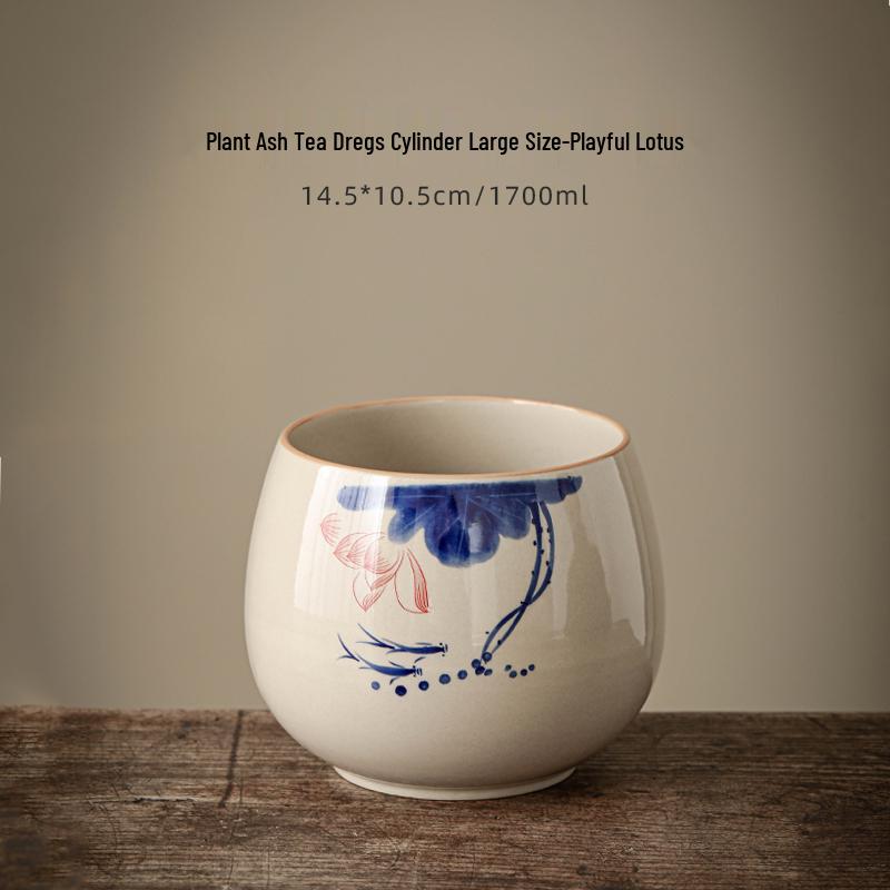 Large Ceramic Tea Waste Jar with Filter - Desktop Trash Can for Tea Dregs & Water Disposal