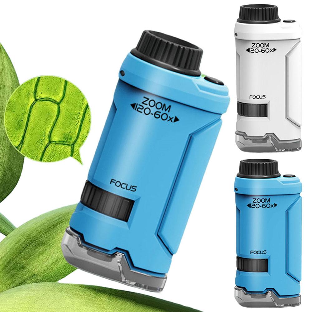 60x-120x Tragbares Mikroskop mit LED-Licht Taschenkamera Mikroskop Kleiner Wissenschaftler Mikroskop für Schüler Wissenschaftslabor