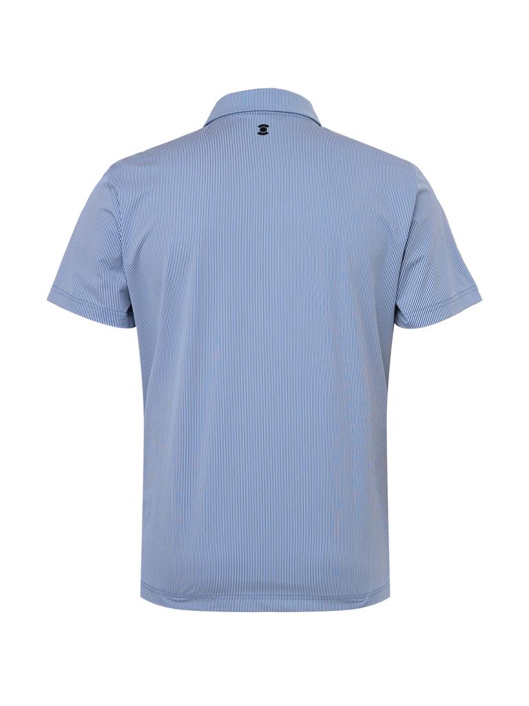 WIDEANGLE Co Mono Pinstripe Polo Shirt M_Blue