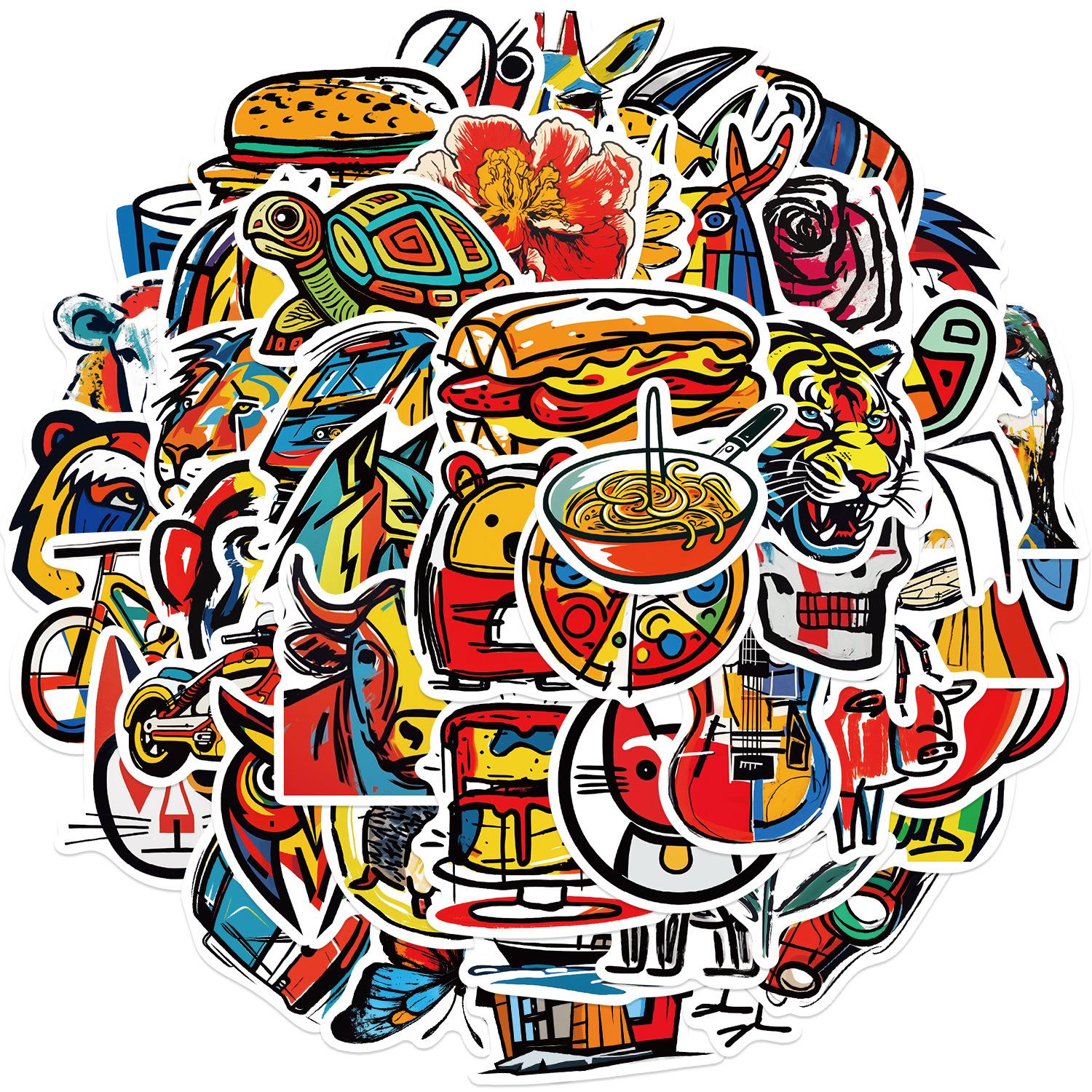 

50 Cartoon Colorful Graffiti Stickers Guitar Notebook Suitcase DIY Waterproof Stickers Stickers