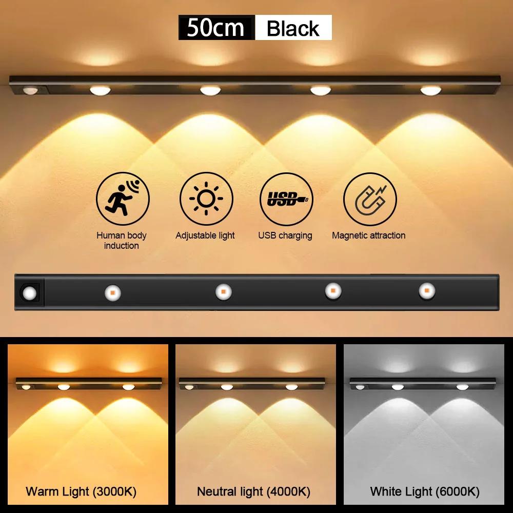 Lumină cu Senzor de Mișcare Lampă cu Senzor LED Wireless Ultra Subțire USB LED Pentru Dulap de Bucătărie Dormitor Garderobă Iluminat Interior Lumină de Noapte