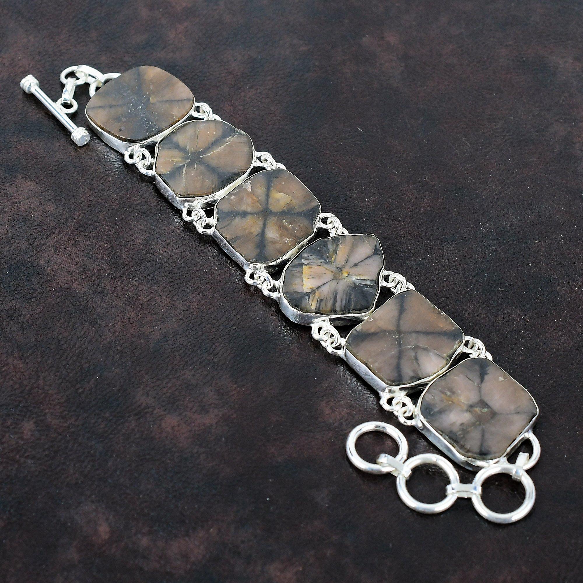 

Браслет из хиастолита, браслет из стерлингового серебра 925 пробы, браслет из драгоценных камней высшего качества, регулируемый браслет-цепочка, ювелирный браслет ручной работы для подарка Adjustable