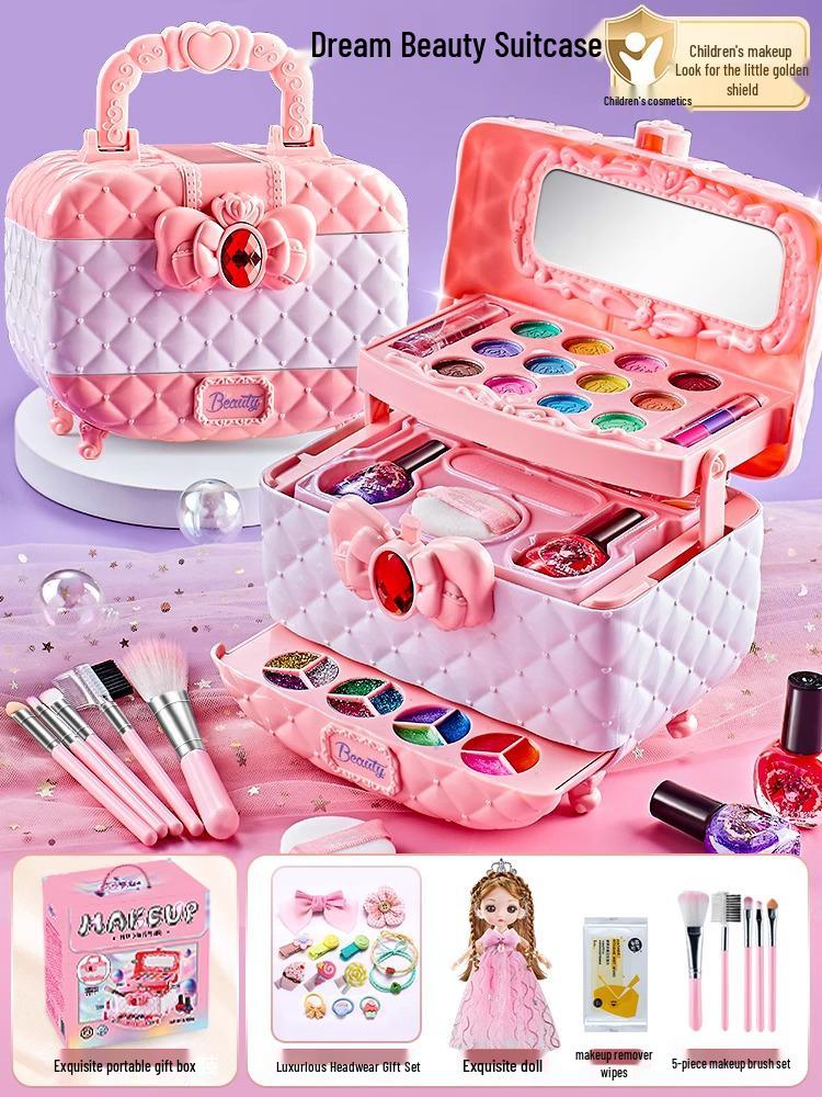 Set de Machiaj de Prințesă pentru Copii Netoxic - Cosmetice pentru Copii și Cadou Lac de Unghii