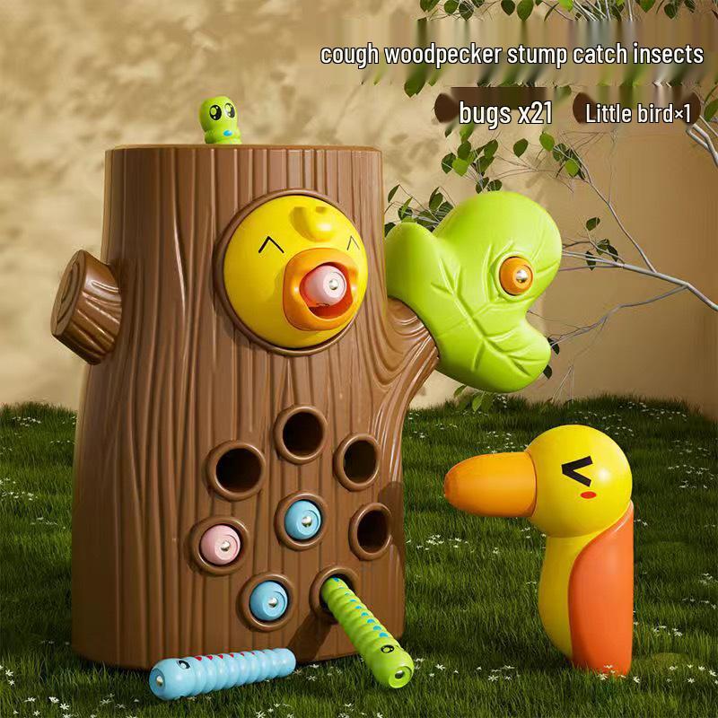 Magnetisches Spechtspielzeug: Lernspiel für Kinder - Verbessern Sie die Hand-Auge-Koordination durch Angeln und Wurmfangen