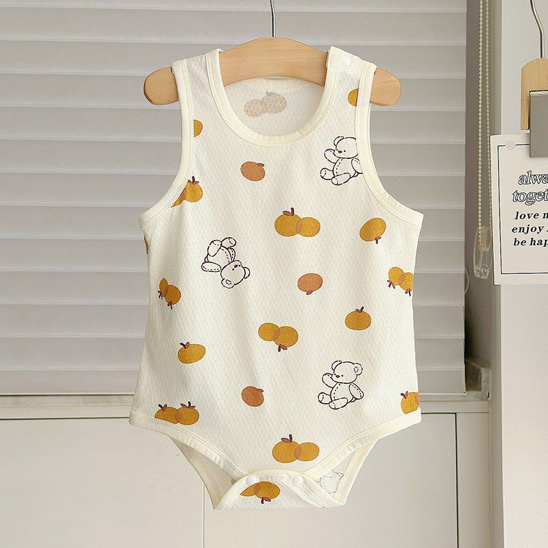 Baby Girl Romper with Suspenders, Newborn Summer Pure Cotton One-Piece Crawling Outfit, Thin Outerwear for Boys and Girls