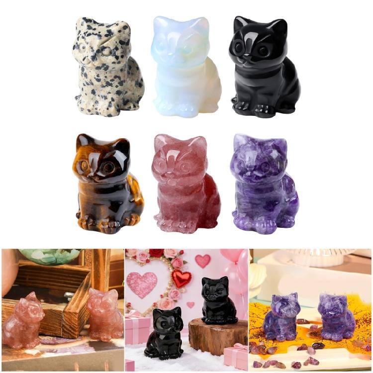 Kristall sitzende Katzen Statue Figuren Kätzchen Skulptur Katzen Dekorationen Schmuckstück für Büro Raum Haus Schreibtisch Dekorationen