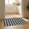 Houndstooth Check Pattern Floor Mat Flannel Door Mat Non-Slip Bedroom Living Room Home Decor