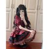 Toku and Yuu Lolita Dress Set Red and for Mori Girl Gothic Lolita Princess Perfect for Tea and Parties 3-Piece (Mini Skirt, Camisole, Black) Women,