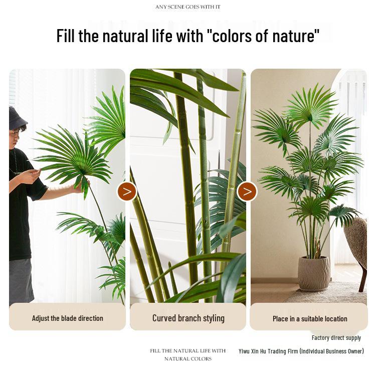 Large Luxury Faux Livistona Flower: Indoor Green Plant Floor Decoration