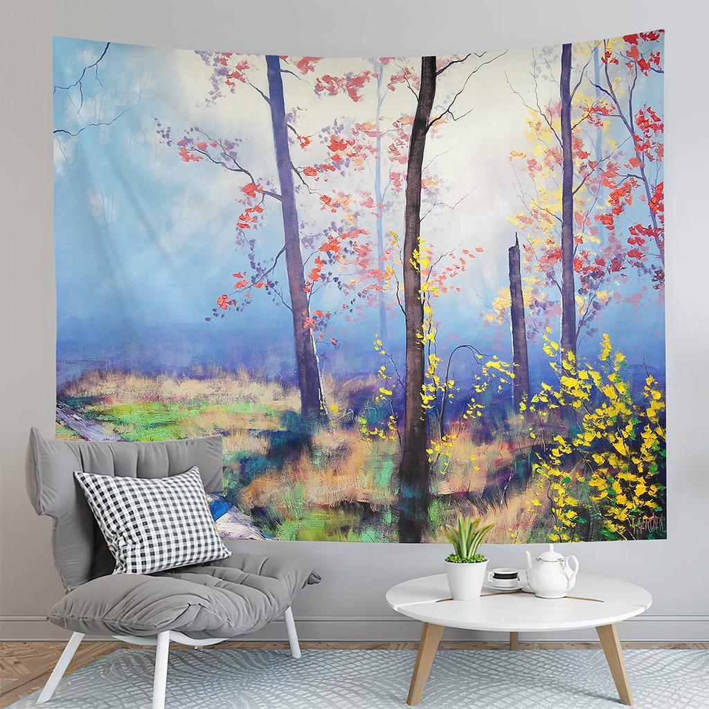 Painting Tapestry Rural Landscape Tapestry Trees Flowers Tapestry Creativity Art Tapestries Home Living Room Bedroom Dorm Decor
