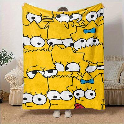 The Simpsons Cartoon Blanket, Short Plush Cute Warm Blanket, Living Room Home Decoration Sofa Four Seasons Travel