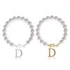 Letter Bracelet Set Stainless Steel Letter Pendant Pearl Beaded Lobster Buckle Cup Pendant Pearl Set Bracelet