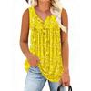 Canotta da donna senza maniche con scollo Henley floreale, vestibilità regolare, stile casual, camicetta estiva