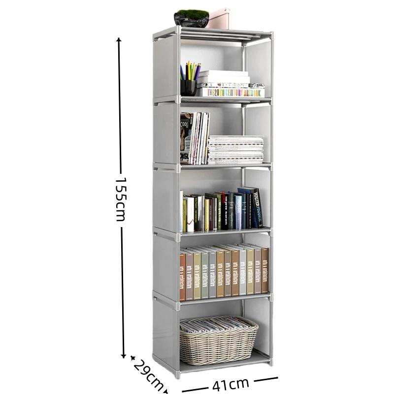 Simple Bookshelf Storage Locker Foldable Multi-layer Wardrobe Bedroom Storage Holders Bookcase Book Organizer Debris Rack Shelf