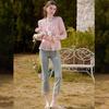 Women's French Style V-Neck Ruffle Blouse