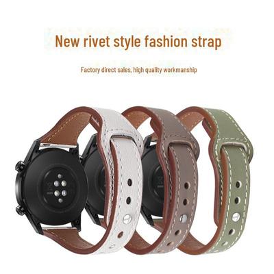 Samsung Active 1/2 & Rivet Style Genuine Leather Wristband, 20/22mm, Available In 14 Colors for S4/S3.