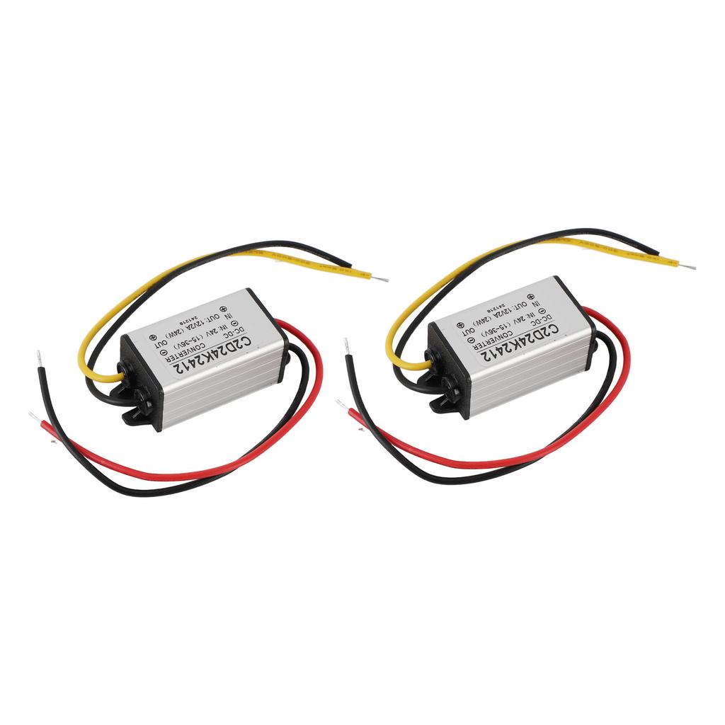 2pcs to voltage converter, 24V to 12V step-down power regulator for vehicles, boats, solar systems, IP68 sling, operating temperature -40-+80