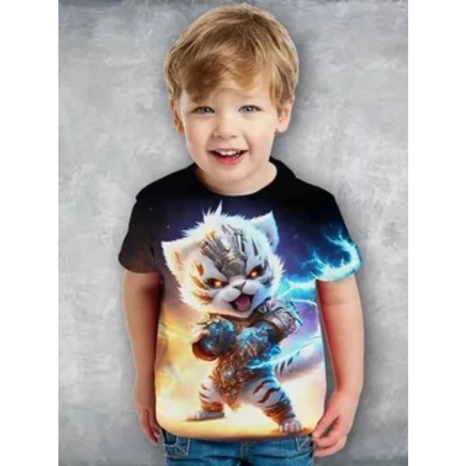 Kids T-shirts O Neck Tops Polyester Casual Sportwear Comfortable Tees Short Sleeve 3d Print T Shirt