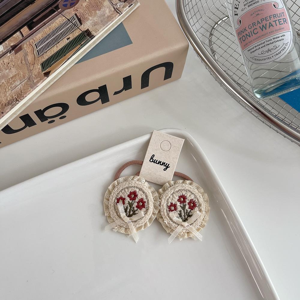 

2 шт. Вышивка Цветок Бант Зажим-автомат Эластичная резинка для волос Милые кружевные заколки Заколка для волос Зажим для челки Боковой зажим Детские аксессуары для волос