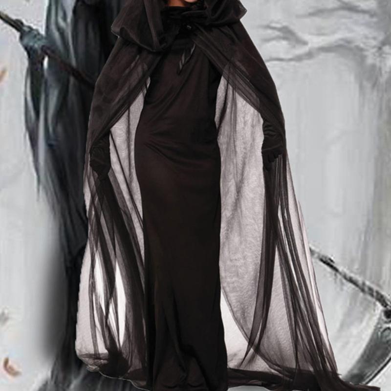 Halloween Cosplay Costumes Death Hell Witch Devil for Vampire Uniform Black Long Dress Glove Cloak Party Carnival Masque