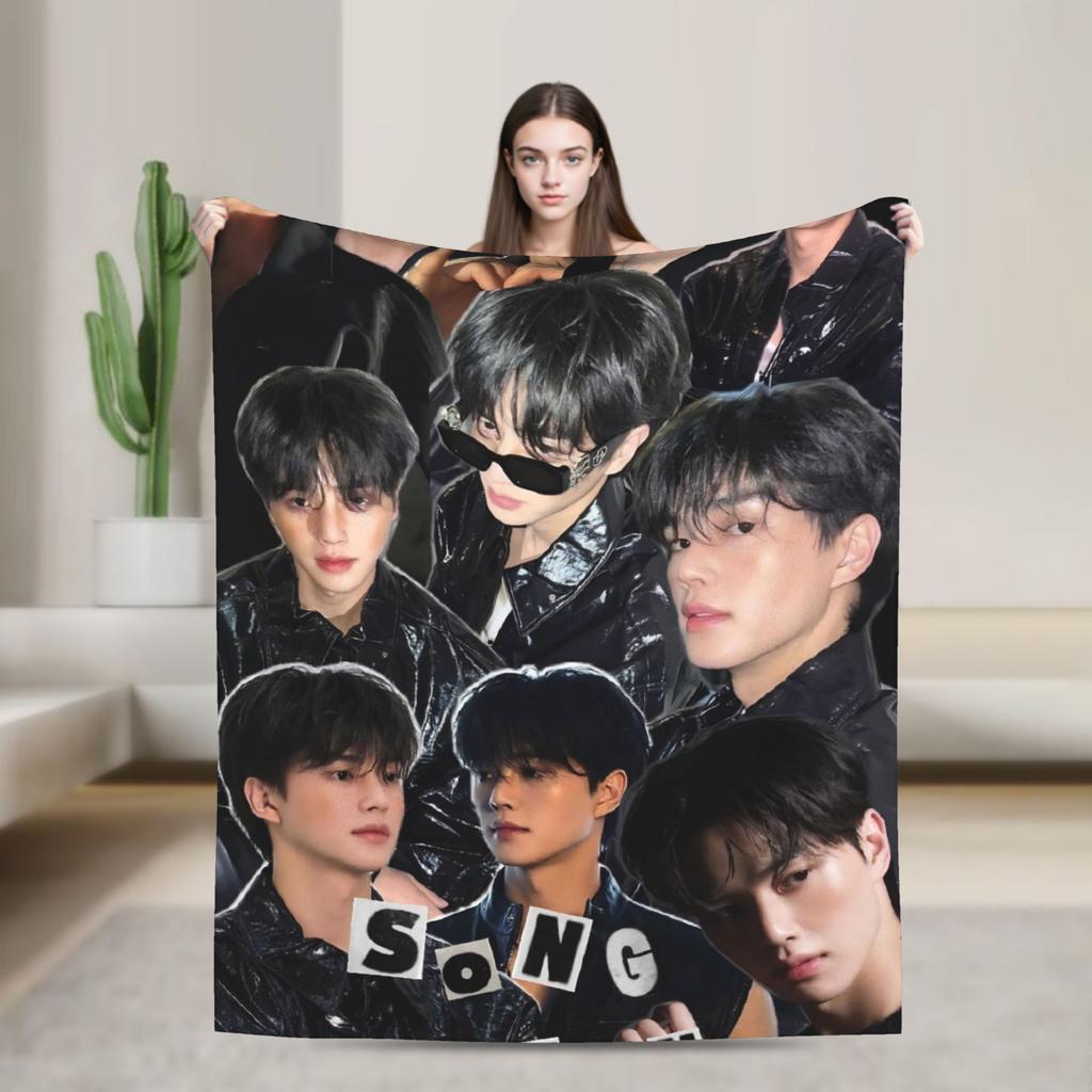 Song Kang my demon actor   Flannel Blankets  Super Soft Throw Blanket for Bedroom Camping Novelty Bedspread Sofa Bed Cover