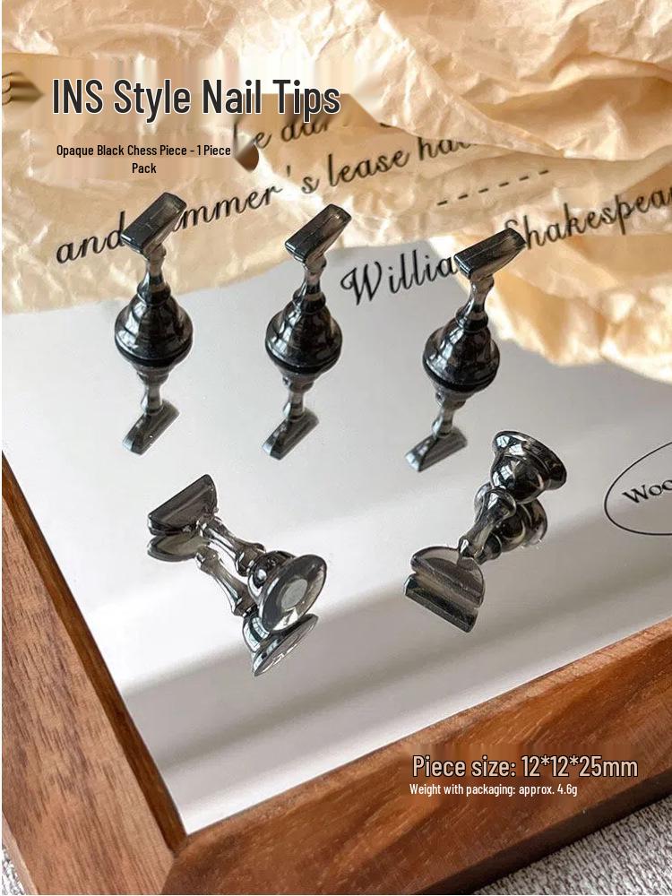 Magnetic Nail Art Practice Stand with Iridescent Chess Piece Design