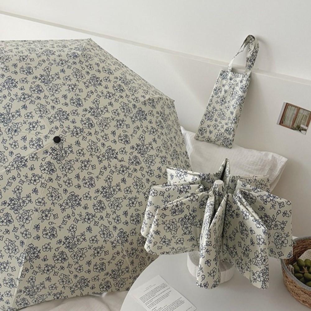 Sun Protection Retro Floral Umbrella Handheld Rain Protection Sun Rain Umbrella Windproof UV Protection Sun Shade Umbrella