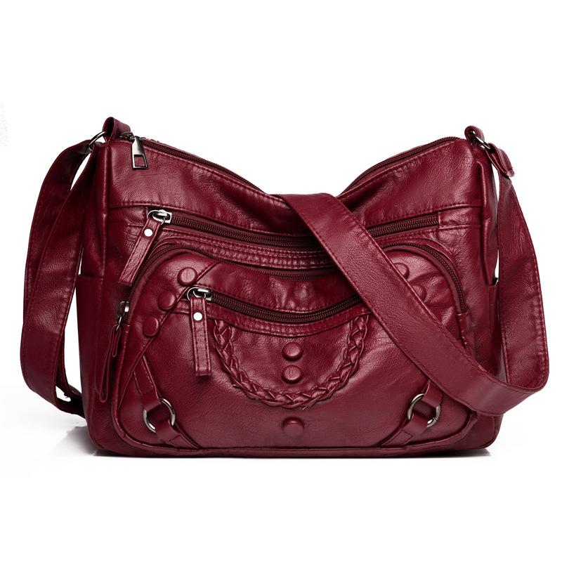 New soft texture temperament women's messenger bag fashionable shoulder large capacity multi-pocket mother backpack