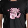 100 Cotton Cute Axolotl Loves Strawberry Milk Doodle Tshirt Unisexs Classic Oversized T Shirt Unisex Oneck Summer Shirts Tops