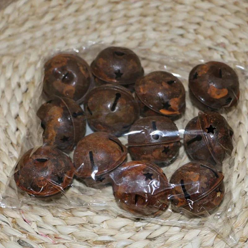 

12 шт. 40 мм ржавые металлические звездочки-колокольчики для рождественских праздничных поделок, украшений, новогодних подарков, на Новый год