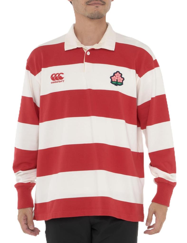 Canterbury Japan Large/Small 4-Inch Stripe Rugby Jersey, Size 65, Red, Size L