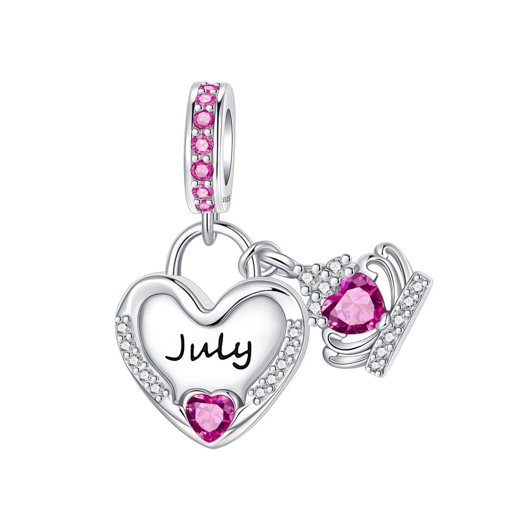 925 Silver January-December Birthday Stone Love Zircon Pendant Bead Fit Charms Necklace Bracelet Women Jewelry DIY Gift