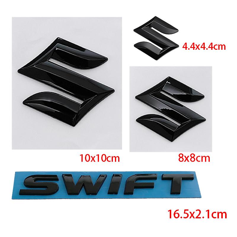 Car Logo 2/3/4/5pcs ABS Glossy Black Replaced Front Rear Badge Sticker for SUZUKI Swift Steering Wheel Center Emblem Trunk Decal