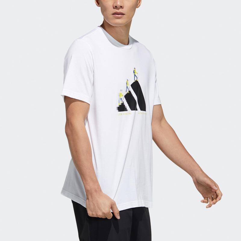 adidas More Od Gfx Pixel Print Sports Outdoor Round Neck Short Sleeve T-Shirt Unisex Tops White GN7321