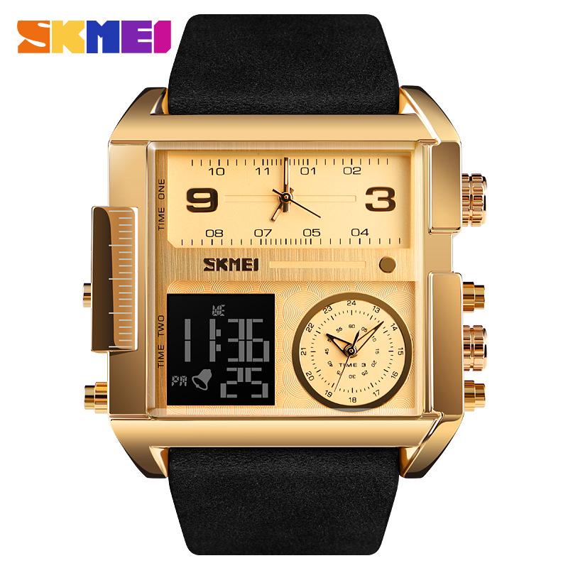 SKMEI Men's Quartz Movement Watches 3 Times Multi-functional Men Sports watch Top Luxury Brand Military Digital Wristwatch reloj