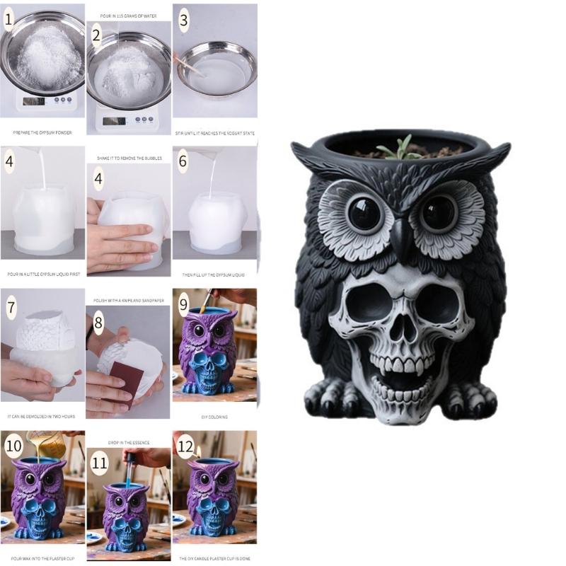 Handmade Succulent Planter Silicone Mould Concrete Flower Pot Mold Easy Demold Gypsum Mould for Home Decoration