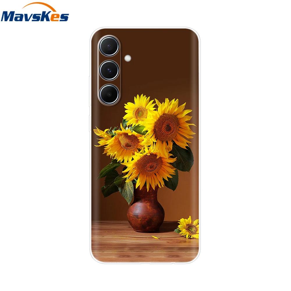 For Samsung Galaxy M35 M55 Case Cute Flower Soft Silicone Back Cover for Coque Samsung M 55 M 35 5G Phone Cover Fundas Shells