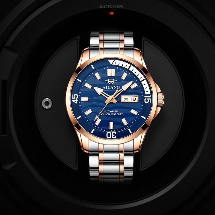 AILANG New Swiss Watch Double Calendar Auto Machine Watch Male Watch Nights