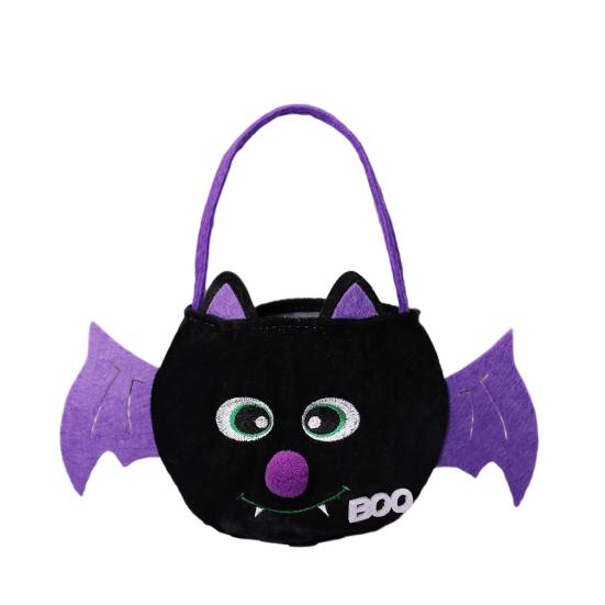 

Сумка для конфет на Хэллоуин, праздничная большая сумка, легкая, удобная для переноски, сумка для сладостей, подарок для детей, декор для вечеринки чёрный/фиолетовый