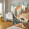 Vintage Cowboy Shower Curtain - Horseback Scene, Water-Resistant Polyester, 12 Hooks, Muted Earthy Tones, Landscape Theme