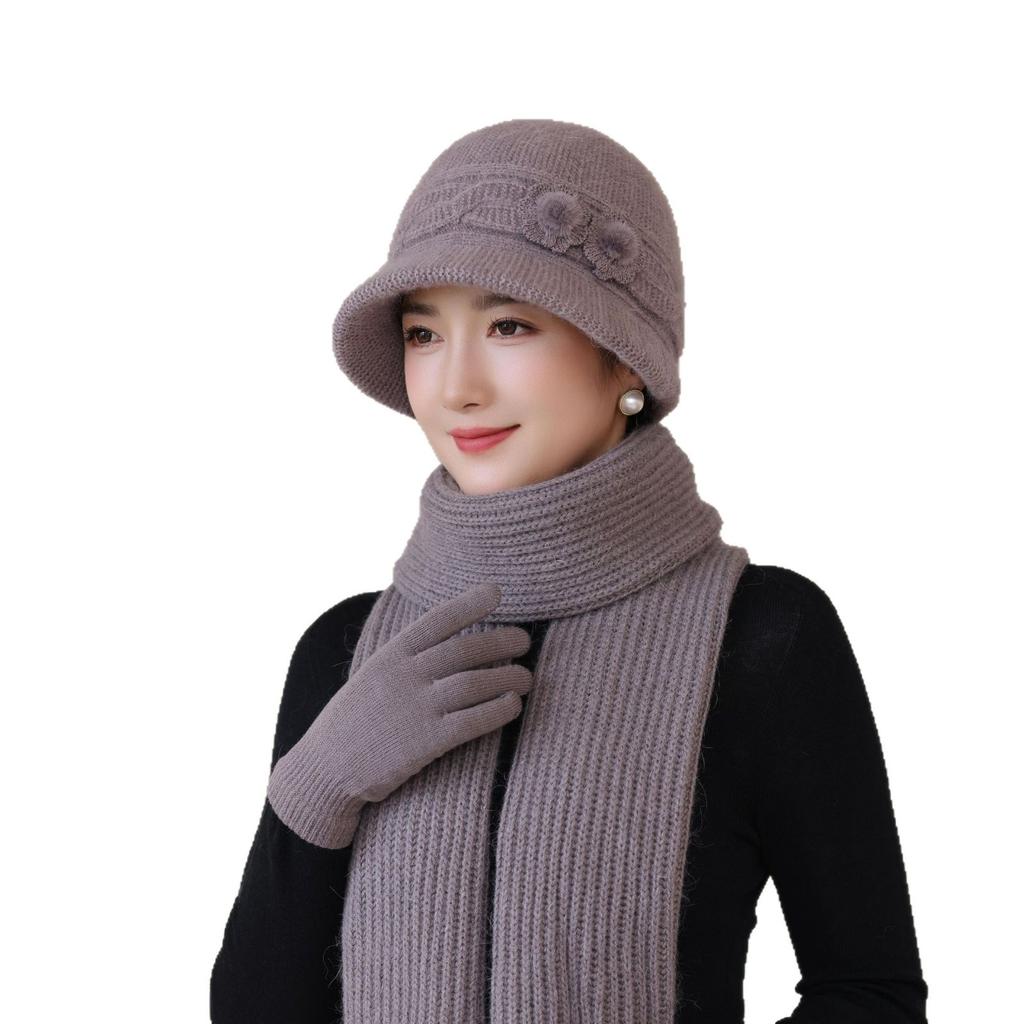 Warm Korean Rabbit Fur Thickened Fashionable Wool Basin Hat for Grandma Autumn and Winter New Style Middle Aged and Elderly Women's Hat
