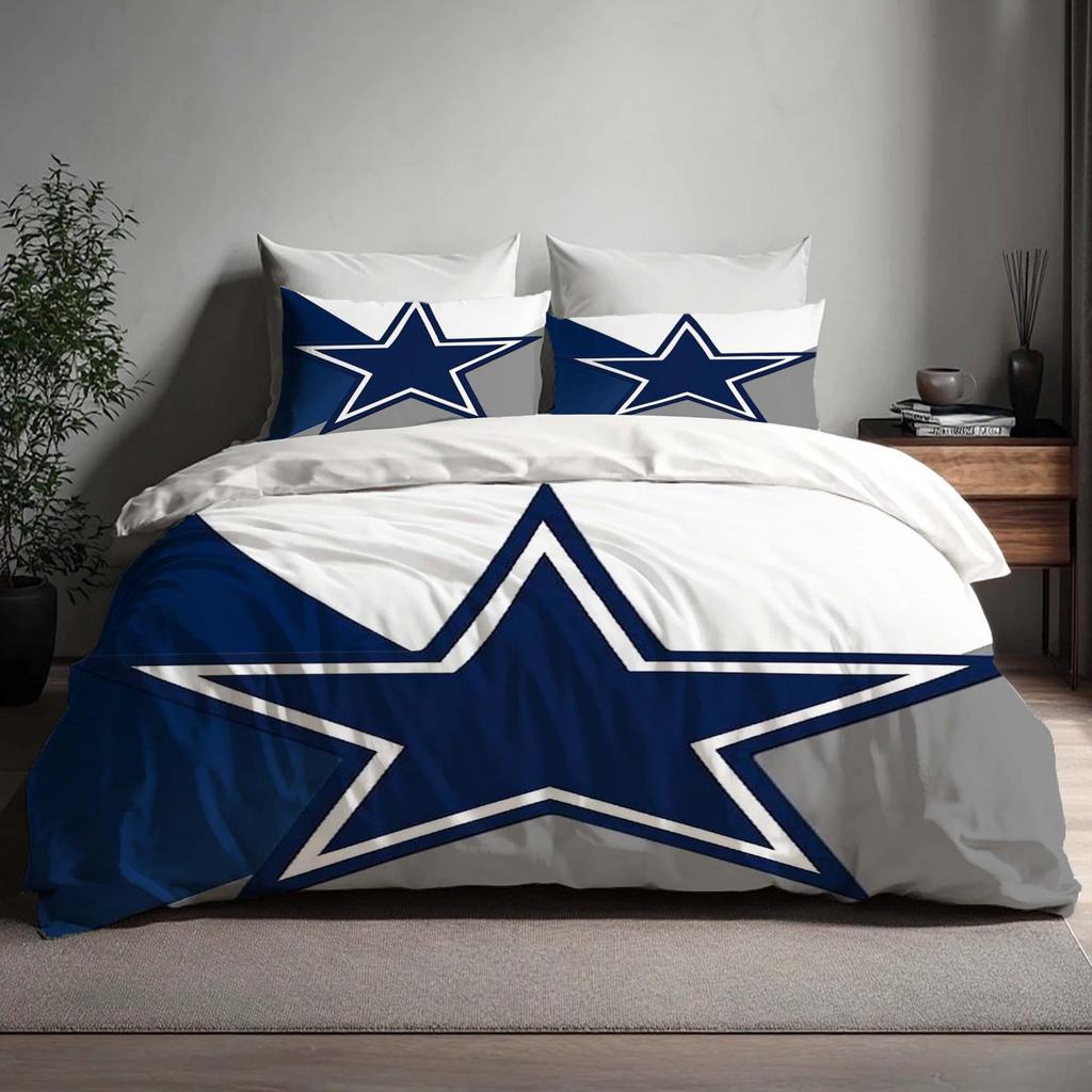 Funda de edredón Dallas Cowboys Hecha a mano Regalo Juego de tres piezas de ropa de cama Funda de edredón Personalizada Nombre Cumpleaños Ropa de cama Navidad Halloween Regalo Vuelta al Cole.