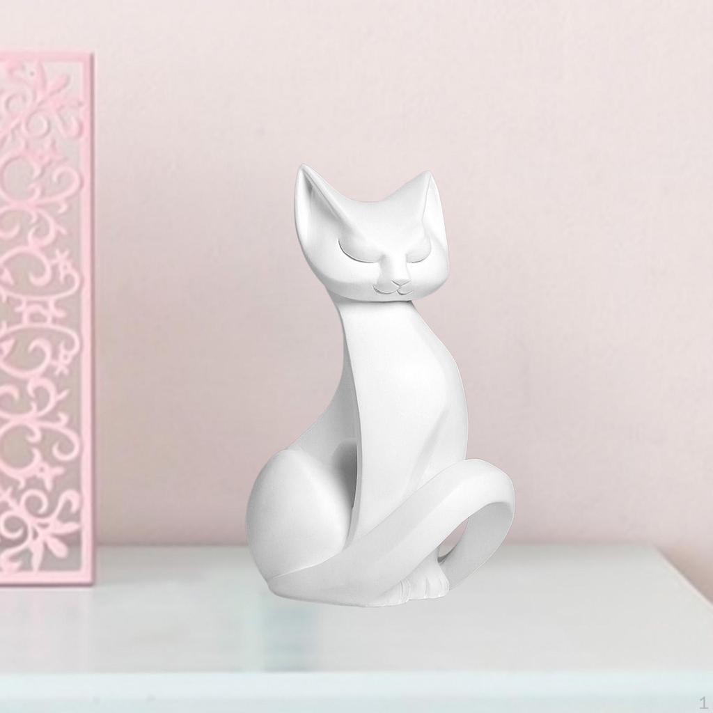 Cat Statue Resin Sculpture Collectible Housewarming Gift Animal Figurine Desktop Ornament for Party