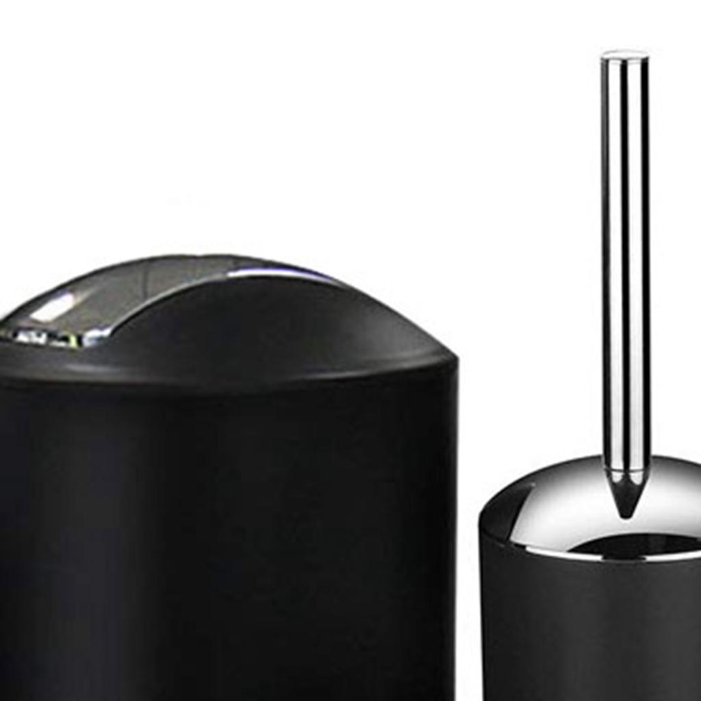 Mülleimer Zahnbürstenhalter Set Toilettenbürste Seifenschale Lotion Spender Schwarz Hotel Badezimmer