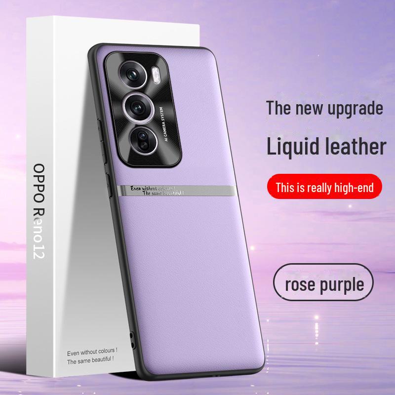 Liquid Leather Anti-Fall Case for Oppo Reno12 Mobile Phone