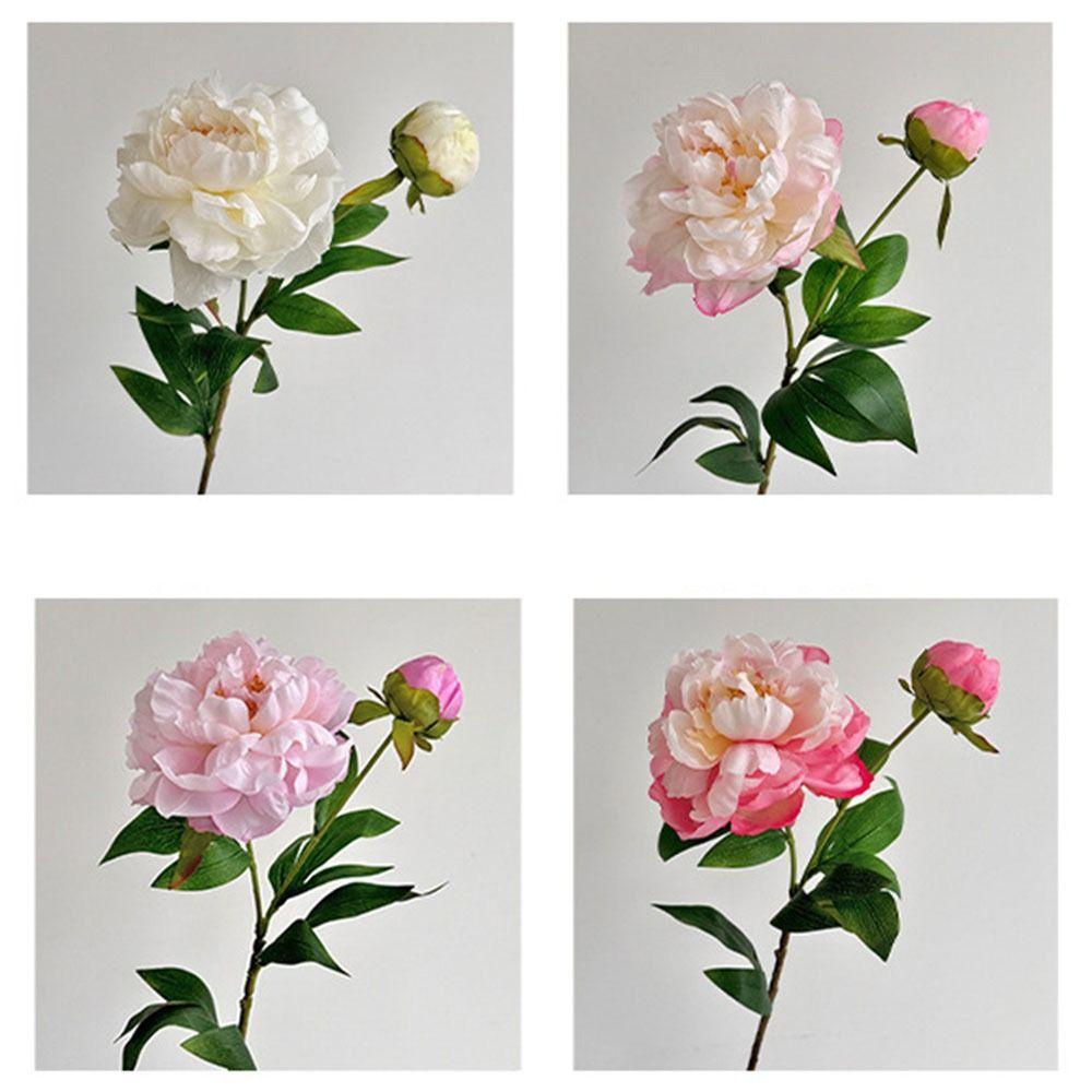 Lifelike Peony Flower Bundle 2 Head Silk Fake Flower DIY Artificial Peony Bouquet Photography Prop
