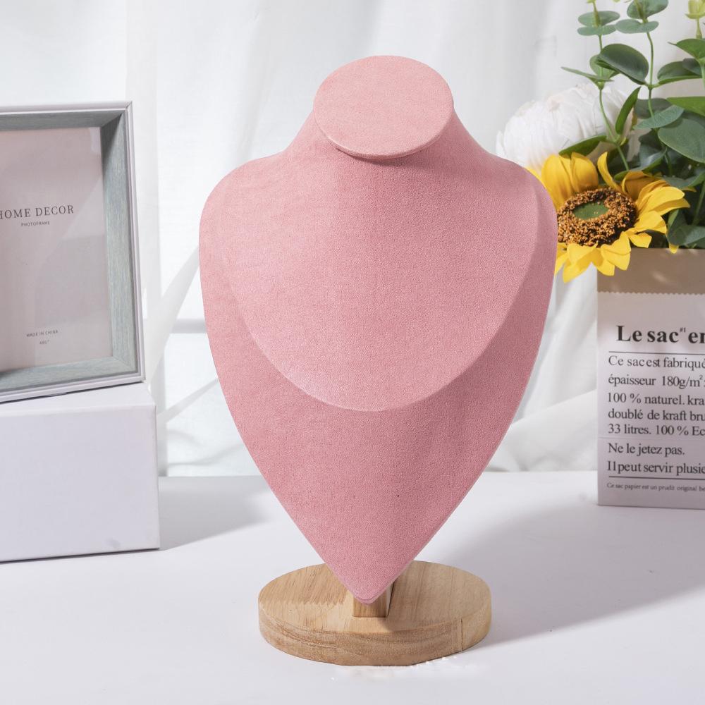 1pc Wooden Mannequin Bust Necklace Display Stand Portrait Model Neck Pendant Jewellery Storage Rack Holder Window Showcase Props