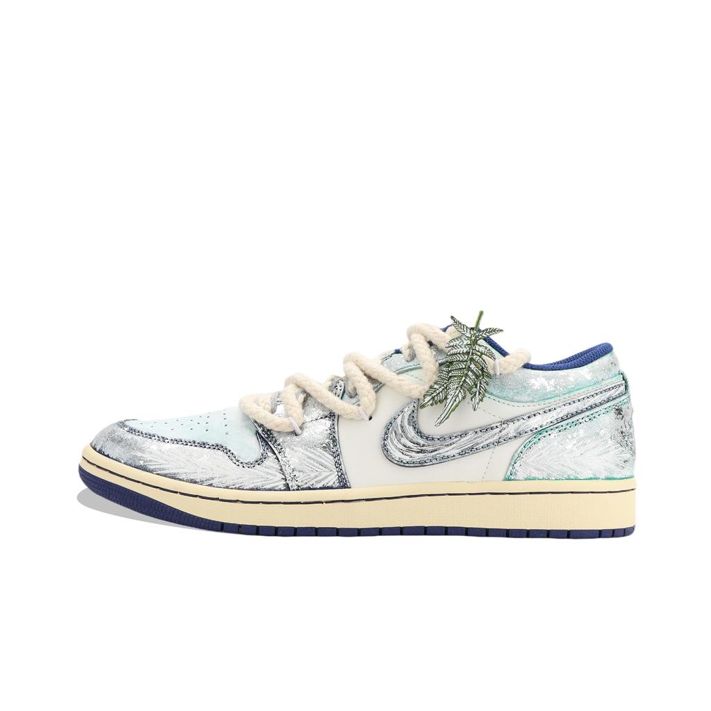 Jordan Air Jordan 1 Jiangjin Moon, Shopping Bag Abrasion Resistant Low Top Vintage Basketball Shoes Unisex White Green 553558-147(Team1335-)